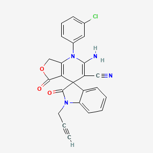 molecular formula C24H15ClN4O3 B4321204 2-amino-1-(3-chlorophenyl)-2',5-dioxo-1'-prop-2-yn-1-yl-1',2',5,7-tetrahydro-1H-spiro[furo[3,4-b]pyridine-4,3'-indole]-3-carbonitrile 