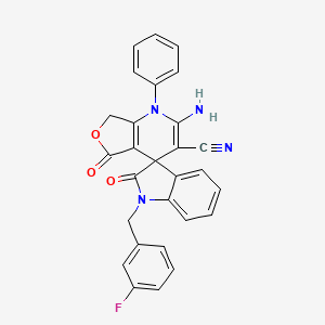 molecular formula C28H19FN4O3 B4321207 2-AMINO-1'-[(3-FLUOROPHENYL)METHYL]-2',5-DIOXO-1-PHENYL-1',2',5,7-TETRAHYDRO-1H-SPIRO[FURO[3,4-B]PYRIDINE-4,3'-INDOLE]-3-CARBONITRILE 