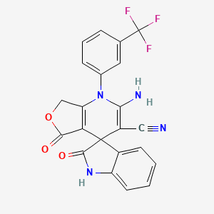 molecular formula C22H13F3N4O3 B4321214 2-amino-2',5-dioxo-1-[3-(trifluoromethyl)phenyl]-1',2',5,7-tetrahydro-1H-spiro[furo[3,4-b]pyridine-4,3'-indole]-3-carbonitrile 