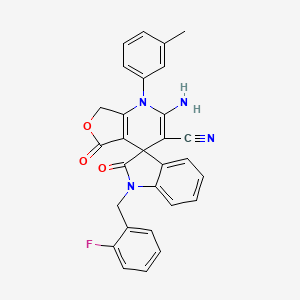 2-AMINO-1'-[(2-FLUOROPHENYL)METHYL]-1-(3-METHYLPHENYL)-2',5-DIOXO-1',2',5,7-TETRAHYDRO-1H-SPIRO[FURO[3,4-B]PYRIDINE-4,3'-INDOLE]-3-CARBONITRILE