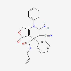 molecular formula C24H18N4O3 B4321282 1'-allyl-2-amino-2',5-dioxo-1-phenyl-1',2',5,7-tetrahydro-1H-spiro[furo[3,4-b]pyridine-4,3'-indole]-3-carbonitrile 