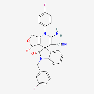 molecular formula C28H18F2N4O3 B4321295 2-AMINO-1-(4-FLUOROPHENYL)-1'-[(3-FLUOROPHENYL)METHYL]-2',5-DIOXO-1',2',5,7-TETRAHYDRO-1H-SPIRO[FURO[3,4-B]PYRIDINE-4,3'-INDOLE]-3-CARBONITRILE 