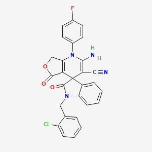 molecular formula C28H18ClFN4O3 B4321305 2-amino-1'-(2-chlorobenzyl)-1-(4-fluorophenyl)-2',5-dioxo-1',2',5,7-tetrahydro-1H-spiro[furo[3,4-b]pyridine-4,3'-indole]-3-carbonitrile 