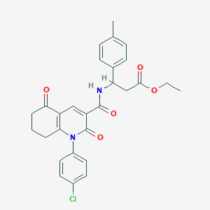 molecular formula C28H27ClN2O5 B4321326 ETHYL 3-({[1-(4-CHLOROPHENYL)-2,5-DIOXO-1,2,5,6,7,8-HEXAHYDRO-3-QUINOLINYL]CARBONYL}AMINO)-3-(4-METHYLPHENYL)PROPANOATE 