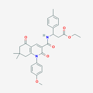 molecular formula C31H34N2O6 B4321333 ETHYL 3-({[1-(4-METHOXYPHENYL)-7,7-DIMETHYL-2,5-DIOXO-1,2,5,6,7,8-HEXAHYDRO-3-QUINOLINYL]CARBONYL}AMINO)-3-(4-METHYLPHENYL)PROPANOATE 