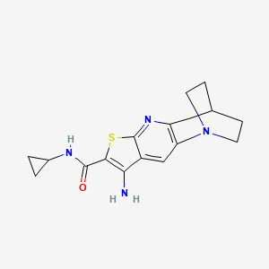 molecular formula C16H18N4OS B4321372 5-amino-N-cyclopropyl-7-thia-1,9-diazatetracyclo[9.2.2.0~2,10~.0~4,8~]pentadeca-2(10),3,5,8-tetraene-6-carboxamide 