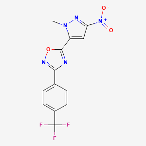 molecular formula C13H8F3N5O3 B4321413 5-(1-methyl-3-nitro-1H-pyrazol-5-yl)-3-[4-(trifluoromethyl)phenyl]-1,2,4-oxadiazole 