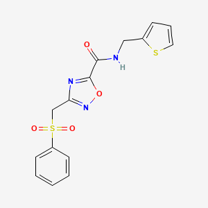 molecular formula C15H13N3O4S2 B4321460 3-[(phenylsulfonyl)methyl]-N-(2-thienylmethyl)-1,2,4-oxadiazole-5-carboxamide 