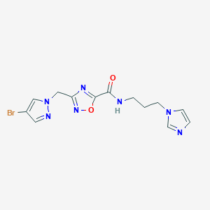 molecular formula C13H14BrN7O2 B4321497 3-[(4-bromo-1H-pyrazol-1-yl)methyl]-N-[3-(1H-imidazol-1-yl)propyl]-1,2,4-oxadiazole-5-carboxamide 