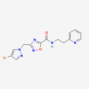 molecular formula C14H13BrN6O2 B4321498 3-[(4-bromo-1H-pyrazol-1-yl)methyl]-N-(2-pyridin-2-ylethyl)-1,2,4-oxadiazole-5-carboxamide 