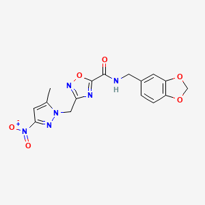 N-(1,3-benzodioxol-5-ylmethyl)-3-[(5-methyl-3-nitro-1H-pyrazol-1-yl)methyl]-1,2,4-oxadiazole-5-carboxamide