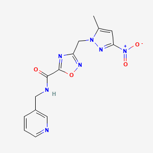 3-[(5-methyl-3-nitro-1H-pyrazol-1-yl)methyl]-N-(pyridin-3-ylmethyl)-1,2,4-oxadiazole-5-carboxamide