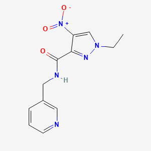 molecular formula C12H13N5O3 B4321551 1-ethyl-4-nitro-N-(pyridin-3-ylmethyl)-1H-pyrazole-3-carboxamide 