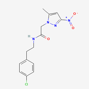 molecular formula C14H15ClN4O3 B4321566 N-[2-(4-chlorophenyl)ethyl]-2-(5-methyl-3-nitro-1H-pyrazol-1-yl)acetamide 