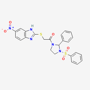 5-nitro-2-({2-oxo-2-[2-phenyl-3-(phenylsulfonyl)imidazolidin-1-yl]ethyl}thio)-1H-benzimidazole