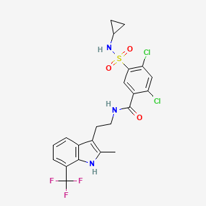 2,4-dichloro-5-(cyclopropylsulfamoyl)-N-{2-[2-methyl-7-(trifluoromethyl)-1H-indol-3-yl]ethyl}benzamide