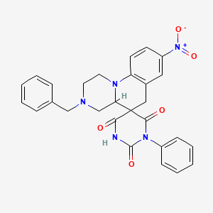 3-benzyl-8-nitro-1'-phenyl-2,3,4,4a-tetrahydro-1H,2'H,6H-spiro[pyrazino[1,2-a]quinoline-5,5'-pyrimidine]-2',4',6'(1'H,3'H)-trione