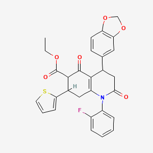 ETHYL 4-(1,3-BENZODIOXOL-5-YL)-1-(2-FLUOROPHENYL)-2,5-DIOXO-7-(2-THIENYL)-1,2,3,4,5,6,7,8-OCTAHYDRO-6-QUINOLINECARBOXYLATE