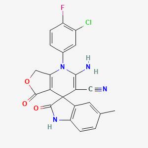 2-amino-1-(3-chloro-4-fluorophenyl)-5'-methyl-2',5-dioxo-1',2',5,7-tetrahydro-1H-spiro[furo[3,4-b]pyridine-4,3'-indole]-3-carbonitrile