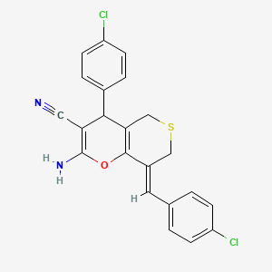 2-amino-8-(4-chlorobenzylidene)-4-(4-chlorophenyl)-7,8-dihydro-4H,5H-thiopyrano[4,3-b]pyran-3-carbonitrile