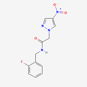 molecular formula C12H11FN4O3 B4321732 N-(2-fluorobenzyl)-2-(4-nitro-1H-pyrazol-1-yl)acetamide 