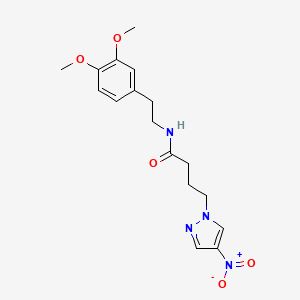 molecular formula C17H22N4O5 B4321777 N-[2-(3,4-dimethoxyphenyl)ethyl]-4-(4-nitro-1H-pyrazol-1-yl)butanamide 