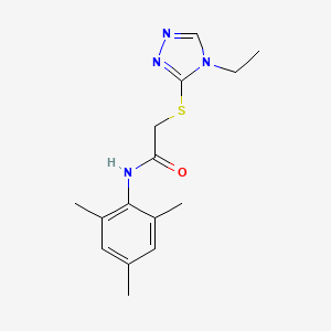 molecular formula C15H20N4OS B4321808 2-[(4-ethyl-4H-1,2,4-triazol-3-yl)thio]-N-mesitylacetamide 