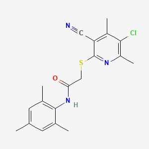 molecular formula C19H20ClN3OS B4321820 2-[(5-chloro-3-cyano-4,6-dimethylpyridin-2-yl)thio]-N-mesitylacetamide 