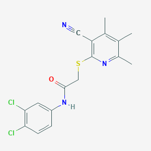 molecular formula C17H15Cl2N3OS B4321833 2-[(3-cyano-4,5,6-trimethylpyridin-2-yl)thio]-N-(3,4-dichlorophenyl)acetamide 