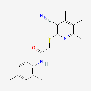 2-[(3-cyano-4,5,6-trimethylpyridin-2-yl)sulfanyl]-N-(2,4,6-trimethylphenyl)acetamide