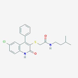 molecular formula C22H23ClN2O2S B432186 2-[(6-chloro-2-oxo-4-phenyl-1,2-dihydro-3-quinolinyl)sulfanyl]-N-isopentylacetamide CAS No. 517868-49-4