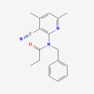 molecular formula C18H19N3O B4321883 N-benzyl-N-(3-cyano-4,6-dimethylpyridin-2-yl)propanamide 