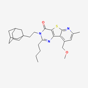 molecular formula C28H37N3O2S B4321893 5-[2-(1-adamantyl)ethyl]-4-butyl-13-(methoxymethyl)-11-methyl-8-thia-3,5,10-triazatricyclo[7.4.0.02,7]trideca-1(13),2(7),3,9,11-pentaen-6-one 