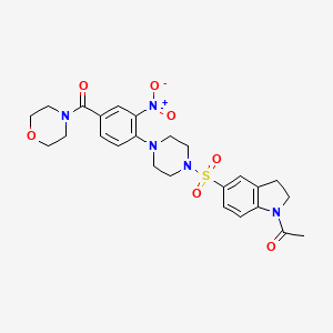 molecular formula C25H29N5O7S B4321924 1-[5-({4-[4-(MORPHOLINOCARBONYL)-2-NITROPHENYL]PIPERAZINO}SULFONYL)-2,3-DIHYDRO-1H-INDOL-1-YL]-1-ETHANONE 