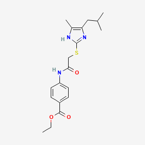 molecular formula C19H25N3O3S B4321939 ethyl 4-({[(5-isobutyl-4-methyl-1H-imidazol-2-yl)thio]acetyl}amino)benzoate 