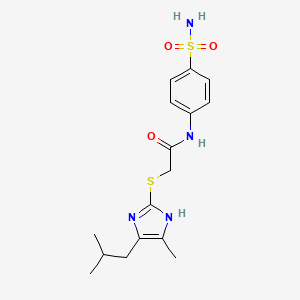 molecular formula C16H22N4O3S2 B4321953 N-[4-(aminosulfonyl)phenyl]-2-[(5-isobutyl-4-methyl-1H-imidazol-2-yl)thio]acetamide 