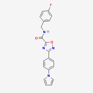 molecular formula C20H15FN4O2 B4321958 N-(4-fluorobenzyl)-3-[4-(1H-pyrrol-1-yl)phenyl]-1,2,4-oxadiazole-5-carboxamide 