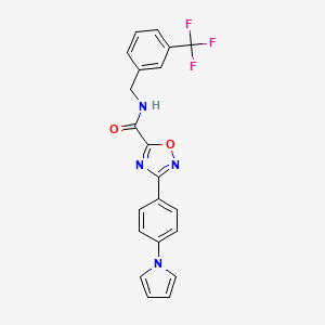 molecular formula C21H15F3N4O2 B4321968 3-[4-(1H-PYRROL-1-YL)PHENYL]-N-{[3-(TRIFLUOROMETHYL)PHENYL]METHYL}-1,2,4-OXADIAZOLE-5-CARBOXAMIDE 