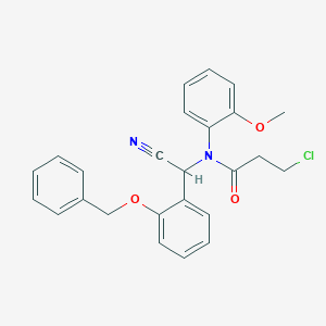 molecular formula C25H23ClN2O3 B432197 3-chloro-N-[cyano-(2-phenylmethoxyphenyl)methyl]-N-(2-methoxyphenyl)propanamide CAS No. 664972-05-8