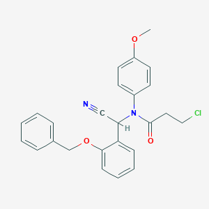 molecular formula C25H23ClN2O3 B432198 3-chloro-N-[cyano-(2-phenylmethoxyphenyl)methyl]-N-(4-methoxyphenyl)propanamide CAS No. 577697-91-7