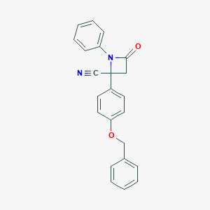 molecular formula C23H18N2O2 B432201 2-[4-(Benzyloxy)phenyl]-4-oxo-1-phenyl-2-azetidinecarbonitrile CAS No. 587005-89-8