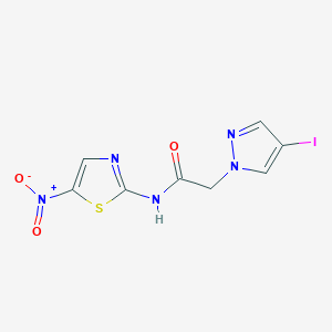 molecular formula C8H6IN5O3S B4322013 2-(4-iodo-1H-pyrazol-1-yl)-N-(5-nitro-1,3-thiazol-2-yl)acetamide 