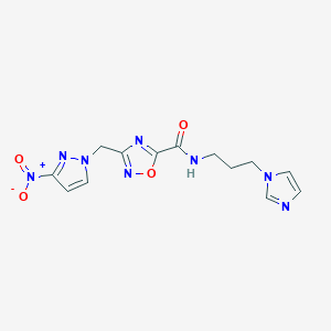 N-[3-(1H-imidazol-1-yl)propyl]-3-[(3-nitro-1H-pyrazol-1-yl)methyl]-1,2,4-oxadiazole-5-carboxamide