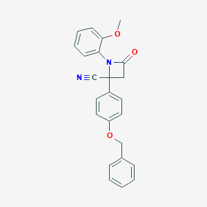 molecular formula C24H20N2O3 B432210 2-[4-(Benzyloxy)phenyl]-1-(2-methoxyphenyl)-4-oxo-2-azetidinecarbonitrile CAS No. 587000-23-5
