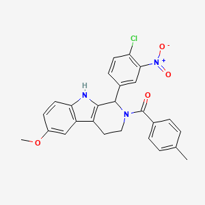 molecular formula C26H22ClN3O4 B4322105 1-(4-chloro-3-nitrophenyl)-6-methoxy-2-(4-methylbenzoyl)-2,3,4,9-tetrahydro-1H-beta-carboline 