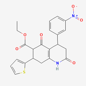 ethyl 4-(3-nitrophenyl)-2,5-dioxo-7-(2-thienyl)-1,2,3,4,5,6,7,8-octahydroquinoline-6-carboxylate