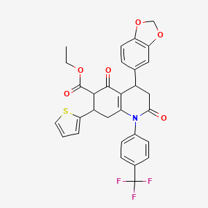 ethyl 4-(1,3-benzodioxol-5-yl)-2,5-dioxo-7-(2-thienyl)-1-[4-(trifluoromethyl)phenyl]-1,2,3,4,5,6,7,8-octahydroquinoline-6-carboxylate