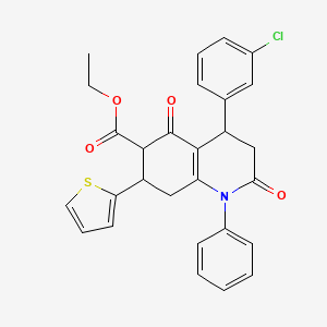 ethyl 4-(3-chlorophenyl)-2,5-dioxo-1-phenyl-7-(2-thienyl)-1,2,3,4,5,6,7,8-octahydroquinoline-6-carboxylate