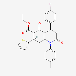 molecular formula C29H26FNO4S B4322174 ethyl 4-(4-fluorophenyl)-1-(4-methylphenyl)-2,5-dioxo-7-(2-thienyl)-1,2,3,4,5,6,7,8-octahydroquinoline-6-carboxylate 