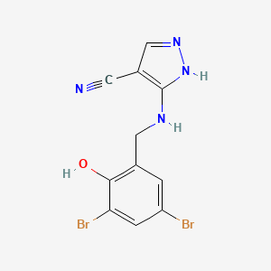 5-[(3,5-dibromo-2-hydroxybenzyl)amino]-1H-pyrazole-4-carbonitrile